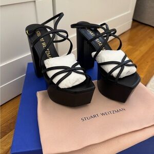 NWT - Stuart Weitzman Black Strappy Platform Heels